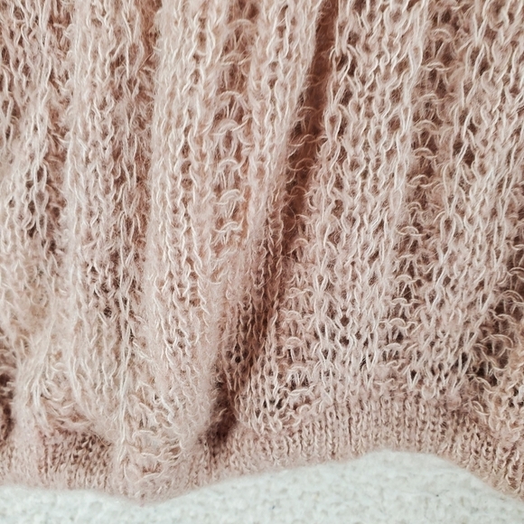 Free People Knit Sweater Top XS Angel Soft Frappucino Latte Mauve Drop Shoulder - Picture 10 of 12